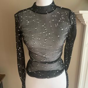 mesh sheer galaxy star top